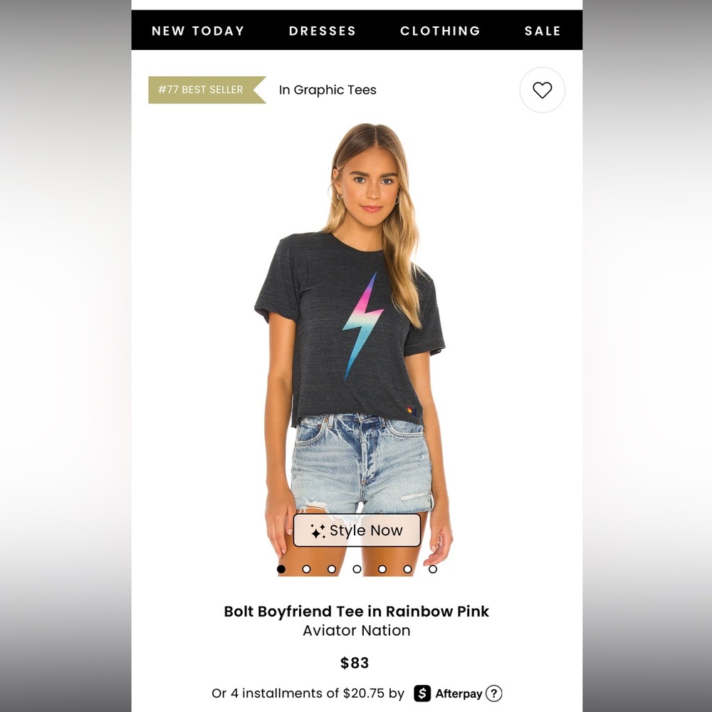 Aviator Nation Bolt Boyfriend Tee in Rainbow Pink